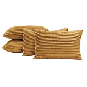 Kit 04 Almofadas Cheias Velvet Bariloche 60cm X 30cm - Mostarda Bia Enxovais Almofada Velvet