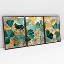 Ver imagem 1 de Kit Quadro Decorativo 3 Telas Canvas Flores em Pinceladas Tacolado Moldura Flutuante 4,5cm Madeira 4