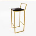 Ver imagem 4 de Jogo Mesa Alta Bistrô Quadrada Branca 2 Banqueta Confort Estofado Dourado Don Castro Deco