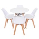 Ver imagem 1 de Kit 4 Cadeiras Saarinen Branca + Mesa Redonda 70cm Branca