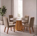 Ver imagem 1 de Sala de Jantar Mesa Nuance 110cm Redonda Tampo Vidro/MDF com 4 Cadeiras Riviera Cinamomo Yescasa