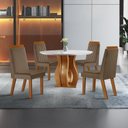 Ver imagem 1 de Sala de Jantar Mesa Nuance 110cm Redonda Tampo Vidro/MDF com 4 Cadeiras Monaco Cinamomo Yescasa