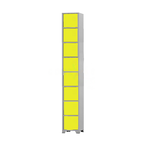 Armário Roupeiro de Aço 8 Portas para Vestiário Academia Locker Amarelo com Chave