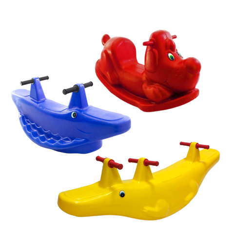 Kit de Gangorras Parquinho - Crocodilo 3 Lugares+ Jacaré 2 Lugares + Brinde Balanço Cachorro