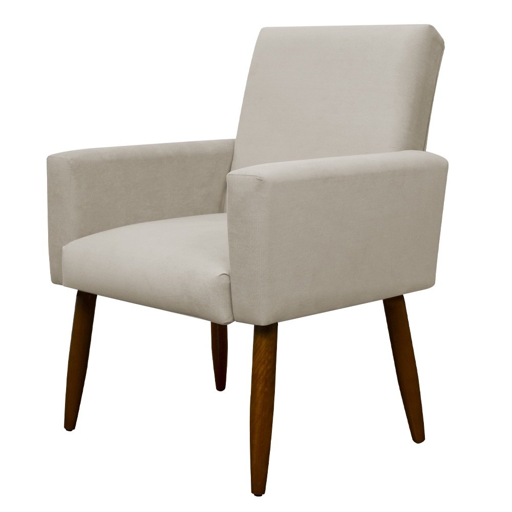 Poltrona Decorativa Nina Cadeira Escritório Recepção:bege - 2