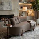 Ver imagem 1 de Sofá Orgânico c/2 Almofadas 1,40 cm Curvo Sala Recepção Luna Boucle Cappuccino - Montanaris Decor