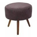 Ver imagem 1 de Puff Pufe Banqueta Redondo Estofado Pés Madeira Suede