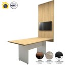 Ver imagem 4 de Conjunto Sala de Reunião Mesa 1,80m Mac Branco Painel Tv F5 Cor:macadâmia com Branco