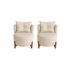 Kit 2 Poltronas Orgânica Curva Luna Boucle Bege - Montanaris Decor