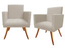 Ver imagem 1 de Kit 2 Poltronas Decorativa Nina Suede Bege Pés Madeira Ms Decor