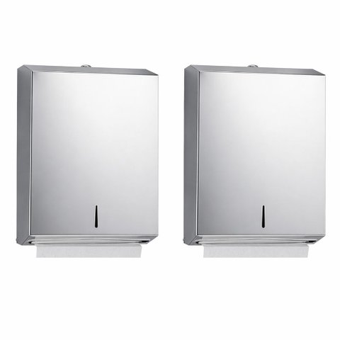 Kit com 2 Dispenser Papel Toalha Aço Inox para Banheiro
