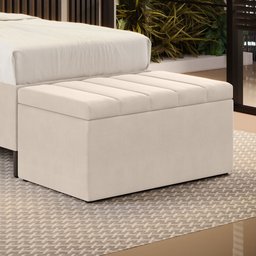 Calçadeira Baú Navi 90 para Cama de Solteiro Z-003 Sued Bege Aradecor - 1