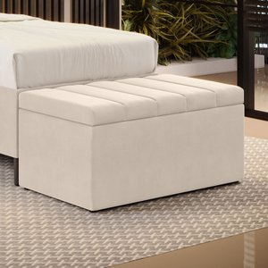 Calçadeira Baú Navi 90 para Cama de Solteiro Z-003 Sued Bege Aradecor
