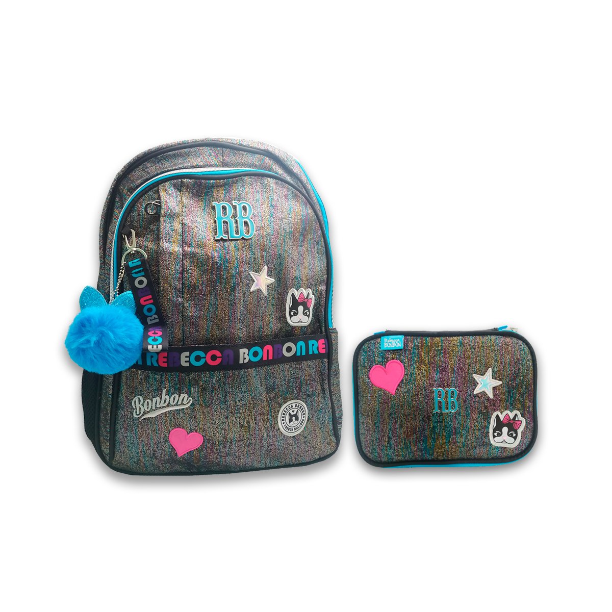 Super Kit Escolar Mochila Rebecca Bonbon e Estojo Box Azul - 1