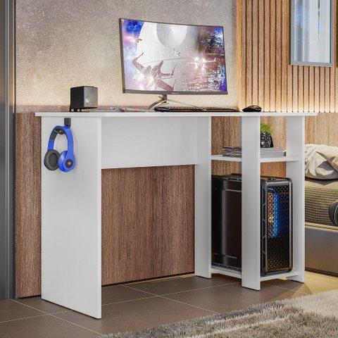 Mesa Gamer Slim Branco Peternella