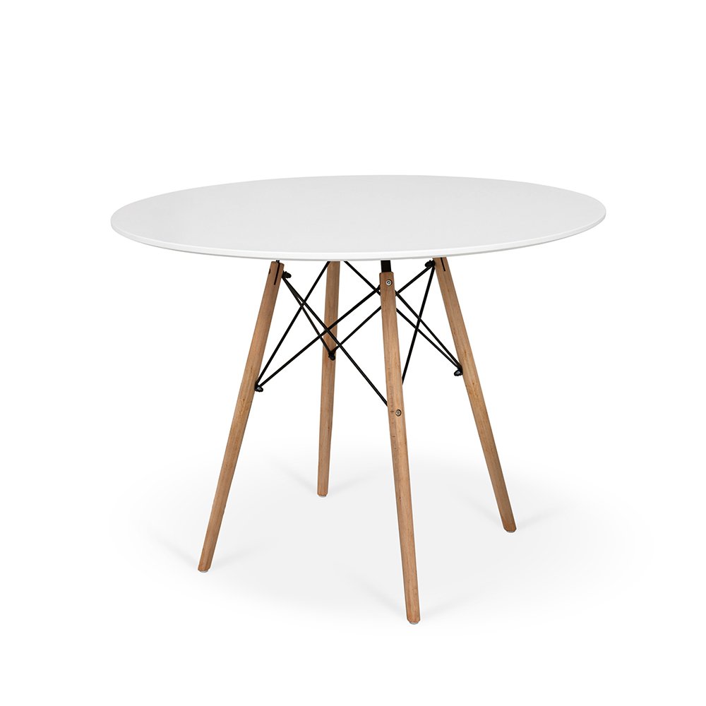 Conjunto Mesa de Jantar Eiffel 80cm Branca com 4 Cadeiras Charles Eames Wood Botonê Vermelha - 2