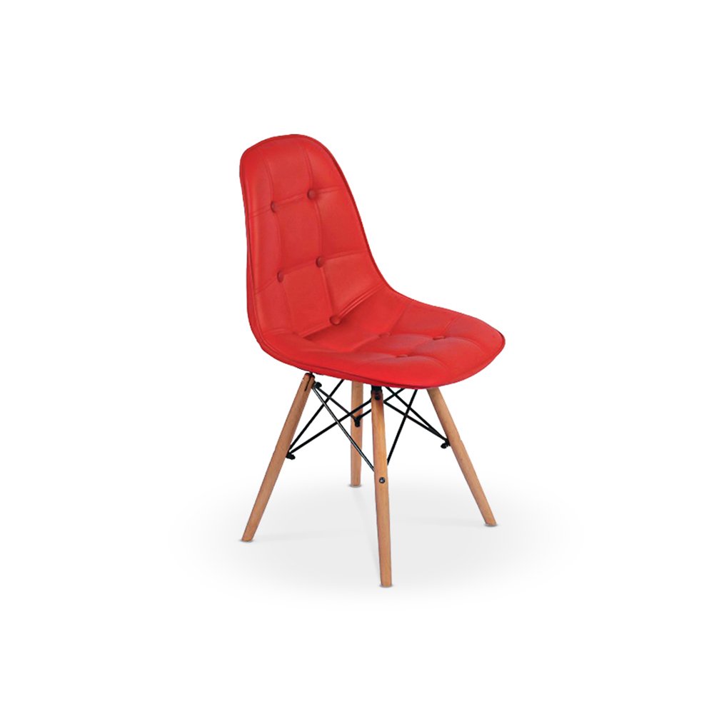Conjunto Mesa de Jantar Eiffel 80cm Branca com 4 Cadeiras Charles Eames Wood Botonê Vermelha - 3