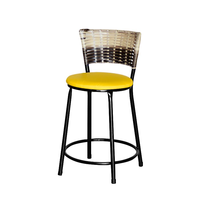 Banqueta Baixa Hawaii Cozinha Aço Encosto Cappuccino Premium Amarelo Laumar Preto 4 Un - 1