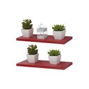 Ver imagem 1 de Kit 2 Prateleiras 40 X 15cm Vermelha Suporte Invisível
