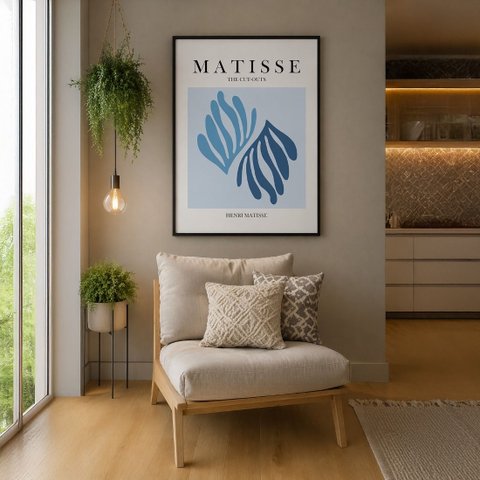 Quadro Canvas The Cut Outs Blue 90x60cm Mold Branca