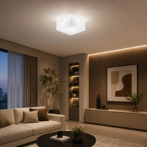 Plafon Acrílico 30x30 Bivolt com 3 Soquetes E27 para Teto Qualquer Ambiente