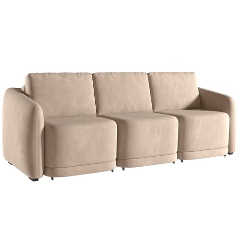 Sofá Cama para Sala de Estar 3 Lugares 306cm Montserrat K01 Veludo Bege - Lyam Decor