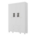 Ver imagem 2 de Guarda-roupa Infantil 122cm com Vidro 4 Portas e 2 Gavetas Ternura Multimóveis Mp4478 Branco