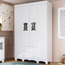 Ver imagem 1 de Guarda-roupa Infantil 122cm com Vidro 4 Portas e 2 Gavetas Ternura Multimóveis Mp4478 Branco