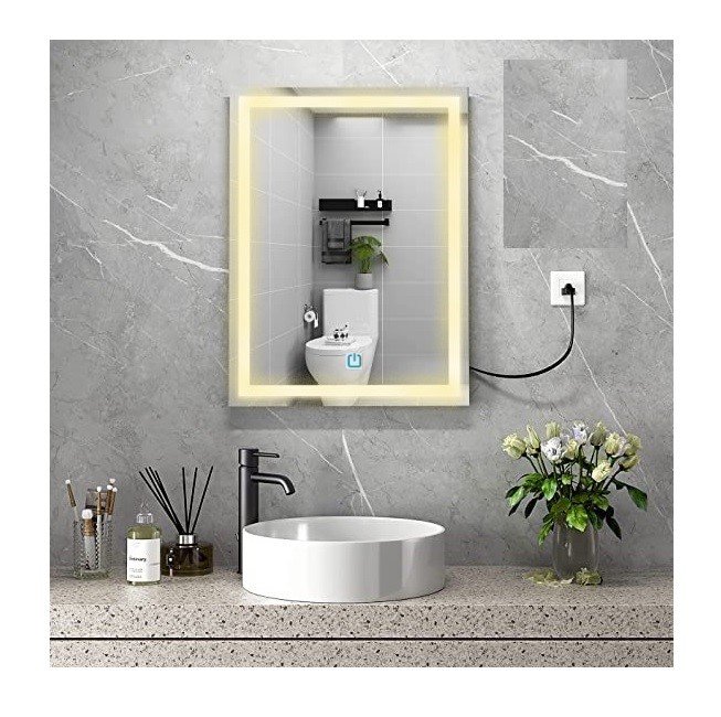 Espelho Jateado Iluminado com Led Quente e Touch 100x50cm Vertical - 10