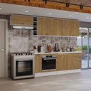 Ver imagem 5 de Armário de Cozinha Completa 3 Gavetas 100% Mdf 300cm Branco/nogueira Celeste Kappesberg