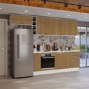 Ver imagem 1 de Armário de Cozinha Completa 3 Gavetas 100% Mdf 300cm Branco/nogueira Celeste Kappesberg