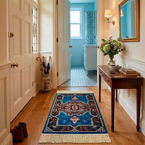 Tapete Persa Azul Claro Ideal para Quarto Hall 0,50x0,85cm