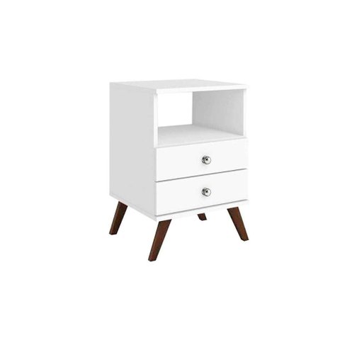 Mesa de Cabeceira Solteiro RT3103 c/ 2 Gavetas Branco - Movelbento