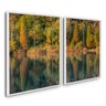 KIT QUADRO CANVAS NATUREZA ÁRVORES LAGO E FLORESTA PAISAGEM:Branca - 1