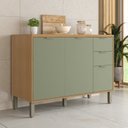 Ver imagem 1 de Balcão Cozinha 3 Portas 2 Gavetas com Tampo MDF 120cm Colors Verde/Freijó/Alecrim