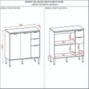 Ver imagem 3 de Balcão Cozinha 3 Portas 2 Gavetas com Tampo MDF 120cm Colors Verde/Freijó/Alecrim