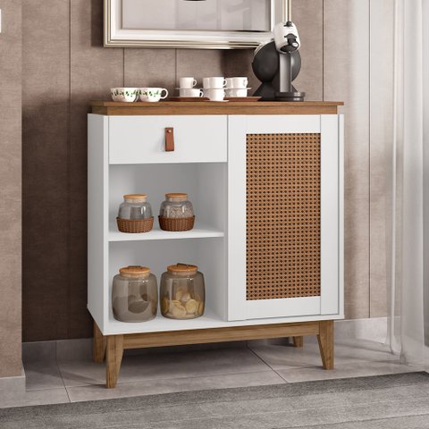 Aparador Café 01 Porta 01 Gaveta Rubi Branco Cedro Casa D