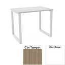 Ver imagem 1 de Mesa de Escritório Pé Tubular Pe25 em Mdp 90 X 45 Cm Cor Noce Naturalle e Base Branca