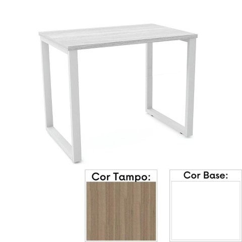 Mesa de Escritório Pé Tubular Pe25 em Mdp 90 X 45 Cm Cor Noce Naturalle e Base Branca