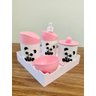 Kit Higiene Pandinha Baby - Rosa C/bandeja Quadrada Rosa - 1