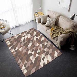 Tapete Geométrico Losangos Antiderrapante 140x200cm Marrom Casa Dona