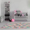 Ver imagem 1 de Tapete Mosaico Triângulos Rosa Claro Casa Dona Antiderrapante 100 x 140cm