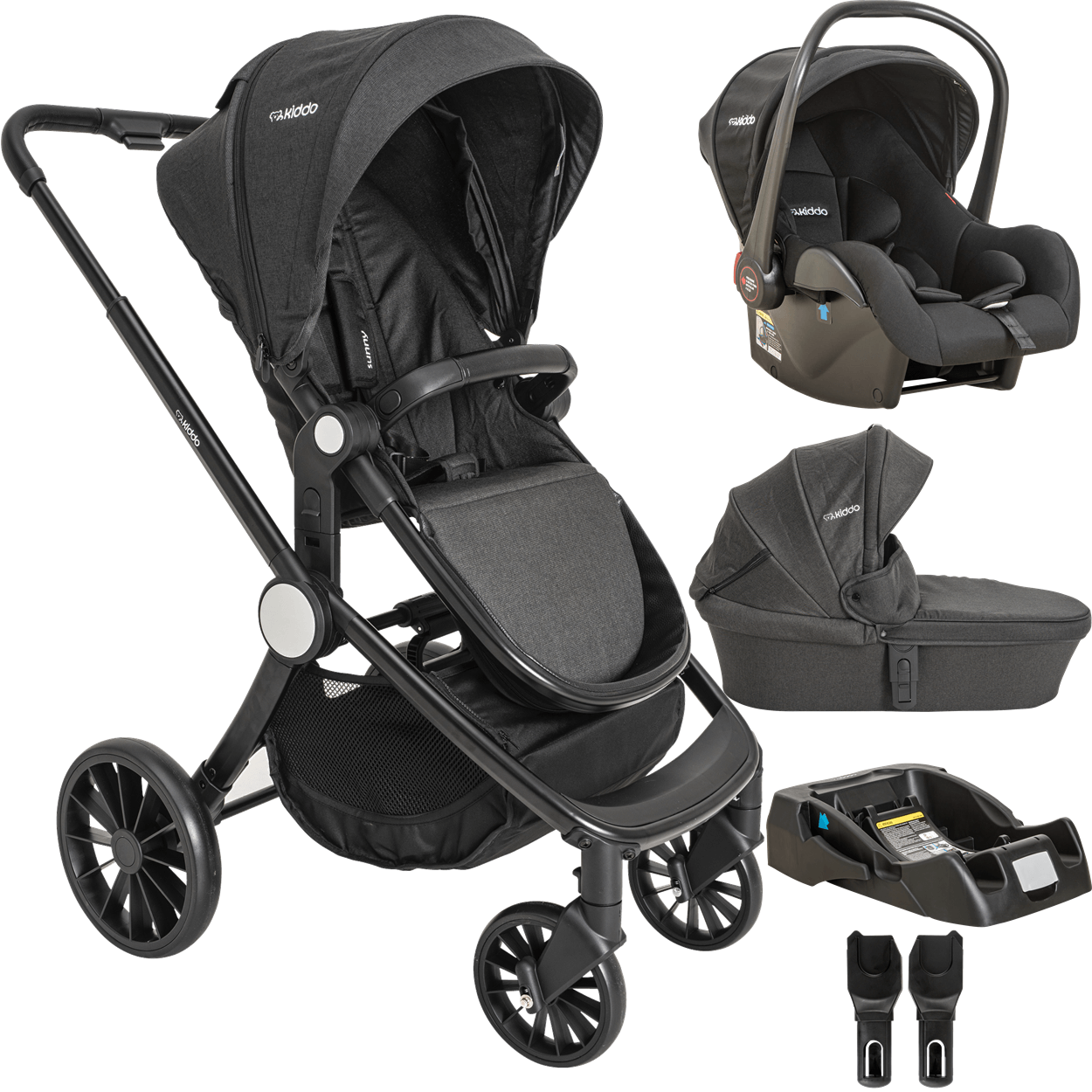 Carrinho de Bebe Moises Bebe Conforto Base Kiddo Sunny Preto - 1