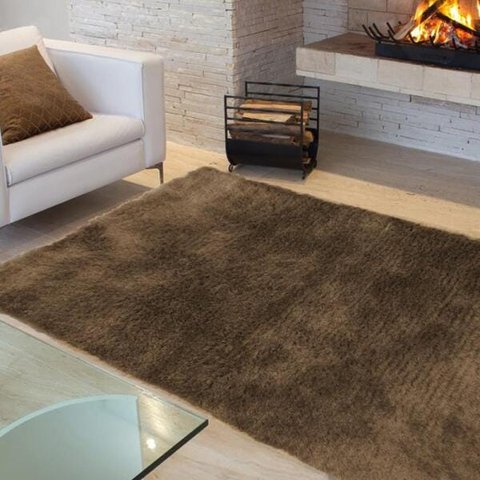Tapete Liso para Sala e Quarto Soft Peludo Casa Dona 100x150cm Tabaco