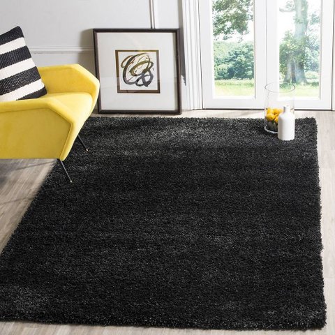 Tapete Peludo Luxo 100x150cm Casa Dona Preto