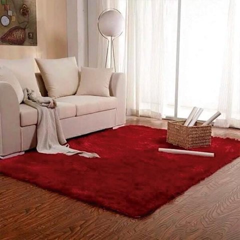 Tapete Peludo Luxo 150x200cm Casa Dona Vermelho