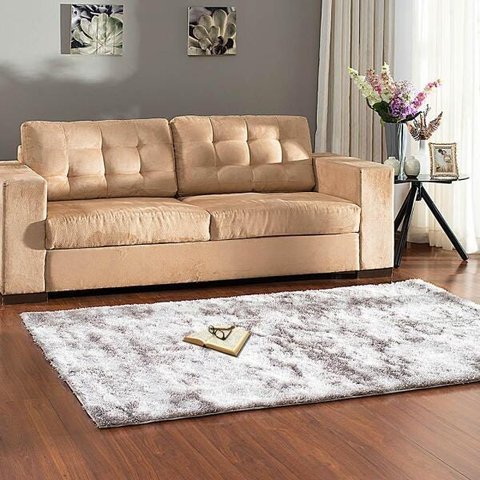 Tapete Super Macio Apolo Prata Textil Retangular 200x250cm