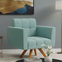 Ver imagem 1 de Poltrona Sala Decorativa Elisa Base Giratória Castanho Mm30 Cotelê Ext/veludo Menta D03 - D’Rossi