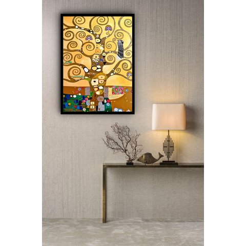 Quadro Decorativo Gustav Klimt Árvore da Vida - 70x50cm:moldura Branca