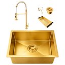 Ver imagem 1 de Kit Cuba Simples Gourmet 44x44 Inox 304 com Torneira Retrátil Brinovar Luxo
